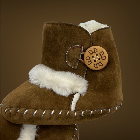 Furry Boots with Button Detail—12-18 months Brown - Picture 9 of 12